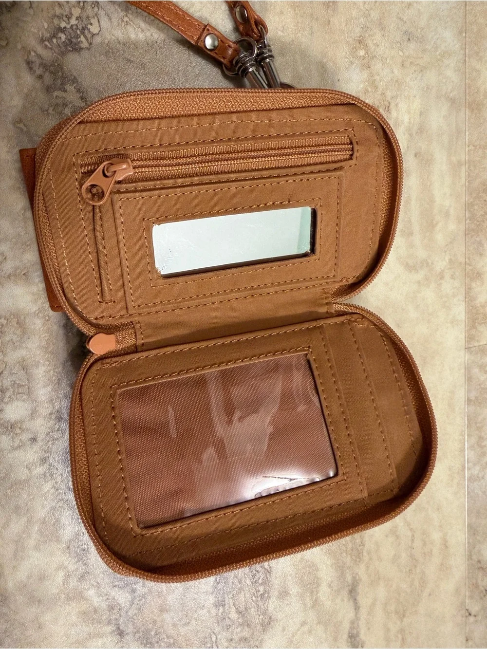 Wilsons Leather Tan Leather Wristlet Phone Pouch
